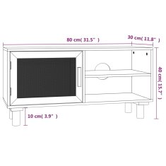 Vidaxl TV stolek hnědý 80x30x40 cm masivní borovice a přírodní ratan