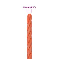 Vidaxl Pracovní lano oranžové 8 mm 100 m polypropylen