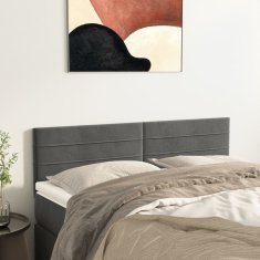 Vidaxl Čela postele 2 ks tmavě šedá 72 x 5 x 78/88 cm samet