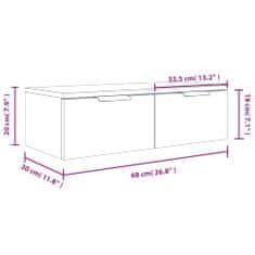 Vidaxl Nástěnné skříňky 2 ks kouřový dub 68x30x20 cm kompozitní dřevo