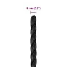 Vidaxl Pracovní lano černé 8 mm 25 m polypropylen