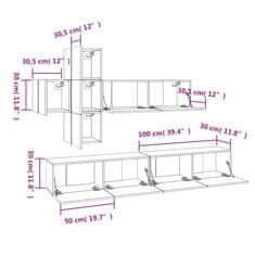 Vidaxl 7dílný set TV skříněk šedý sonoma kompozitní dřevo