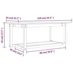 Vidaxl Konferenční stolek bílý 110 x 55 x 45 cm masivní borové dřevo