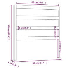 Vidaxl Čelo postele černá 95 x 4 x 100 cm masivní borovice