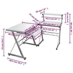 Vidaxl Rohový počítačový stůl Bílý 132 x 112 x 99 cm kompozitní dřevo