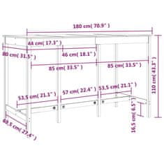 Vidaxl Barový stůl 180 x 80 x 110 cm masivní borové dřevo