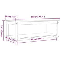 Vidaxl Konferenční stolek černý 110 x 55 x 45 cm masivní borové dřevo