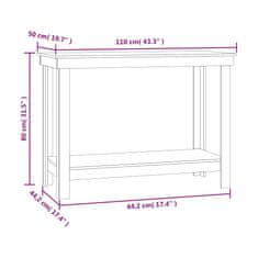 Vidaxl Dílenský stůl šedý 110x50x80 cm masivní borovice