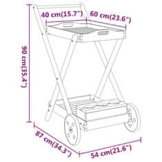 Vidaxl Čajový vozík 54 x 87 x 90 cm masivní akáciové dřevo