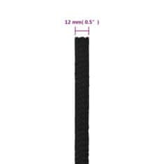 Vidaxl Pracovní lano černé 12 mm 25 m polyester