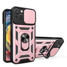 OEM Hybrid Armor Camshield silikonové pouzdro s kovovým kroužkem na iPhone 15 6.1" Pink