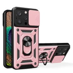 OEM Hybrid Armor Camshield silikonové pouzdro s kovovým kroužkem na iPhone 15 PRO MAX 6.7" Pink