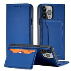 OEM Magnet Card Case elegantní knížkové pouzdro s venkovní kapsou na Samsung Galaxy S23 ULTRA 5G Blue