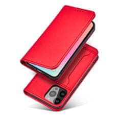 OEM Magnet Card Case elegantní knížkové pouzdro s venkovní kapsou na Samsung Galaxy S23 ULTRA 5G Red