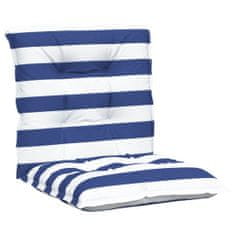 Vidaxl Podušky na židli nízké opěradlo 2 ks modré a bílé pruhy textil