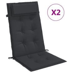 Vidaxl Podušky na židli s vysokým opěradlem 2 ks černé látka oxford