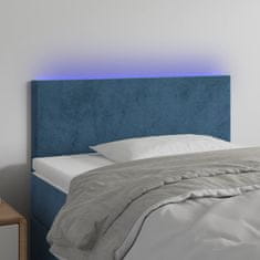 Vidaxl Čelo postele s LED tmavě modré 80 x 5 x 78/88 cm samet