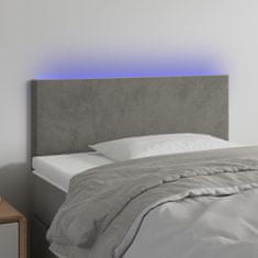 Vidaxl Čelo postele s LED světle šedé 80 x 5 x 78/88 cm samet