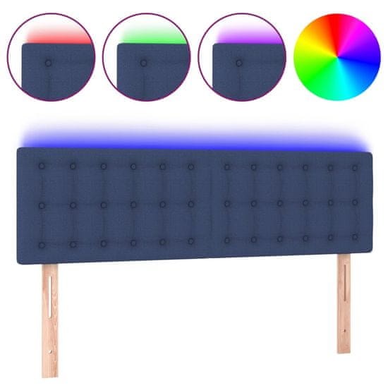 Vidaxl Čelo postele s LED modré 144x5x78/88 cm textil