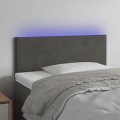 Vidaxl Čelo postele s LED tmavě šedé 90x5x78/88 cm samet