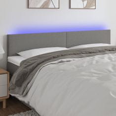 Vidaxl Čelo postele s LED tmavě šedé 200x5x78/88 cm textil