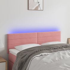 Vidaxl Čelo postele s LED růžové 144x5x78/88 cm samet