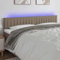 Vidaxl Čelo postele s LED taupe 160x5x78/88 cm textil