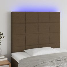 Vidaxl Čelo postele s LED tmavě hnědé 90x5x118/128 cm textil