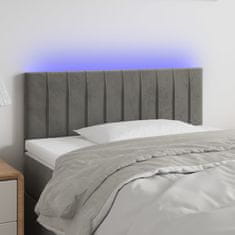 Vidaxl Čelo postele s LED světle šedé 100 x 5 x 78/88 cm samet