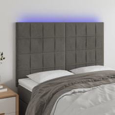 Vidaxl Čelo postele s LED tmavě šedé 144x5x118/128 cm samet