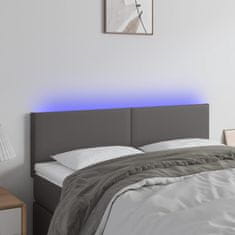 Vidaxl Čelo postele s LED šedé 144x5x78/88 cm umělá kůže