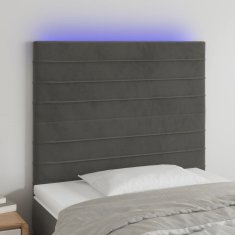 Vidaxl Čelo postele s LED tmavě šedé 90x5x118/128 cm samet