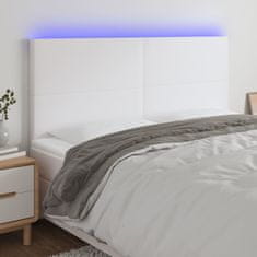 Vidaxl Čelo postele s LED bílé 200x5x118/128 cm umělá kůže