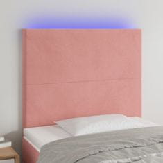 Vidaxl Čelo postele s LED růžové 80x5x118/128 cm samet