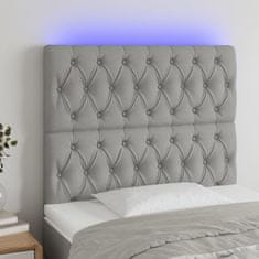 Vidaxl Čelo postele s LED světle šedé 80x7x118/128 cm textil