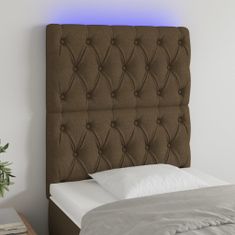 Vidaxl Čelo postele s LED tmavě hnědé 80x7x118/128 cm textil