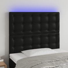 Vidaxl Čelo postele s LED černé 90x5x118/128 cm umělá kůže