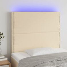 Vidaxl Čelo postele s LED krémové 100x5x118/128 cm textil