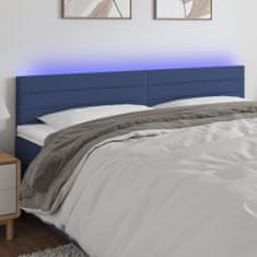 Vidaxl Čelo postele s LED modré 200x5x78/88 cm textil