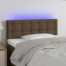 Vidaxl Čelo postele s LED tmavě hnědé 90x5x78/88 cm textil