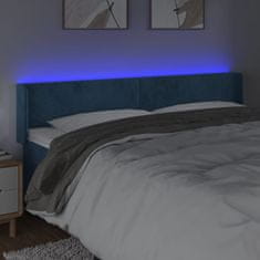 Vidaxl Čelo postele s LED tmavě modré 183 x 16 x 78/88 cm samet