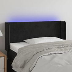 Vidaxl Čelo postele s LED černé 93 x 16 x 78/88 cm samet