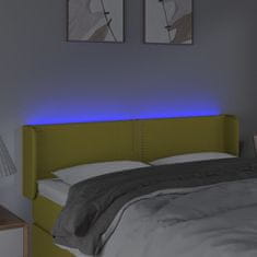 Vidaxl Čelo postele s LED zelené 147 x 16 x 78/88 cm textil