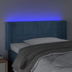 Vidaxl Čelo postele s LED tmavě modré 103 x 16 x 78/88 cm samet