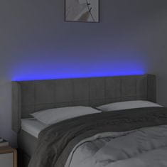 Vidaxl Čelo postele s LED světle šedé 147 x 16 x 78/88 cm samet