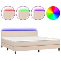 Vidaxl Box spring postel matrace a LED cappuccino 200x200cm umělá kůže