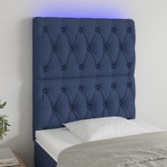 Vidaxl Čelo postele s LED modré 80x7x118/128 cm textil