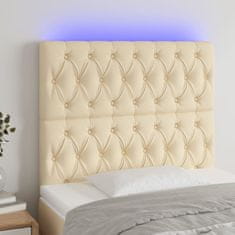 Vidaxl Čelo postele s LED krémové 90x7x118/128 cm textil