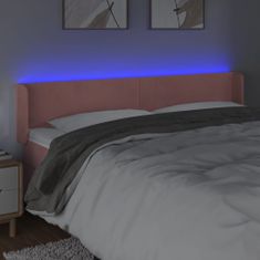 Vidaxl Čelo postele s LED růžové 183 x 16 x 78/88 cm samet