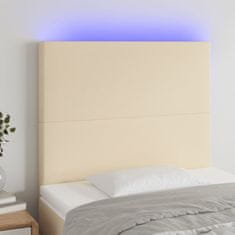 Vidaxl Čelo postele s LED krémové 80x5x118/128 cm textil